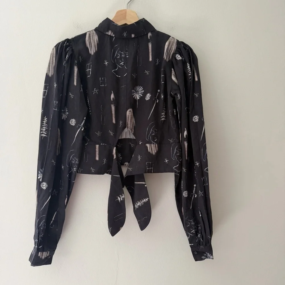 Samantha Pleet Haunted Top Blouse Size 00 Halloween Ghost Goth RARE - Picture 2 of 10